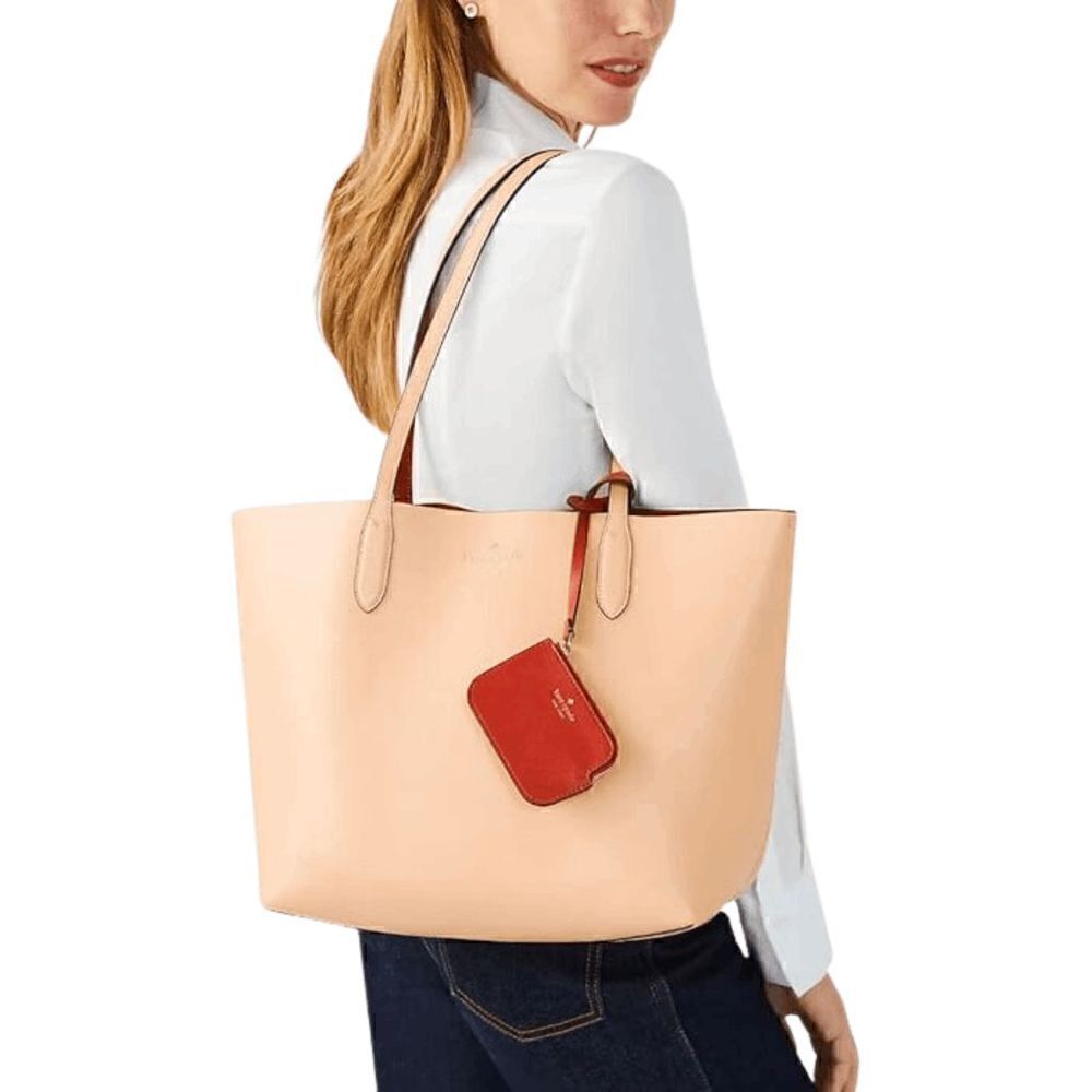 NWT Kate Spade Ava Reversible Crisp Peach Cognac Tote Bag
